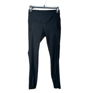 Active Queens Black Workout Leggings Pockets Solid Yoga Athletic